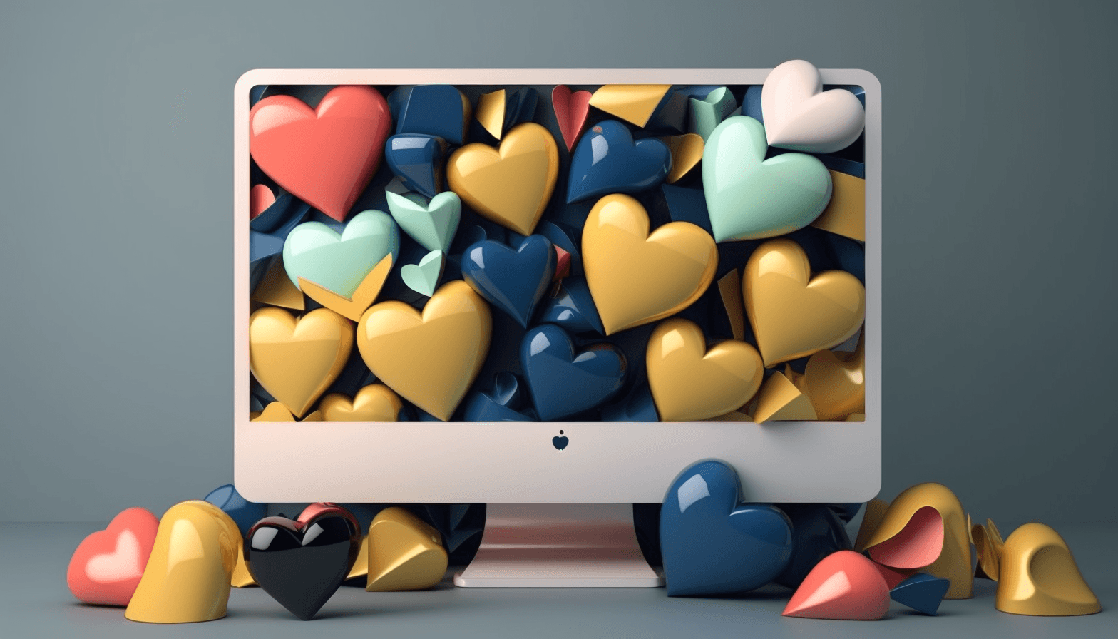 Desktop with hearts Illustration