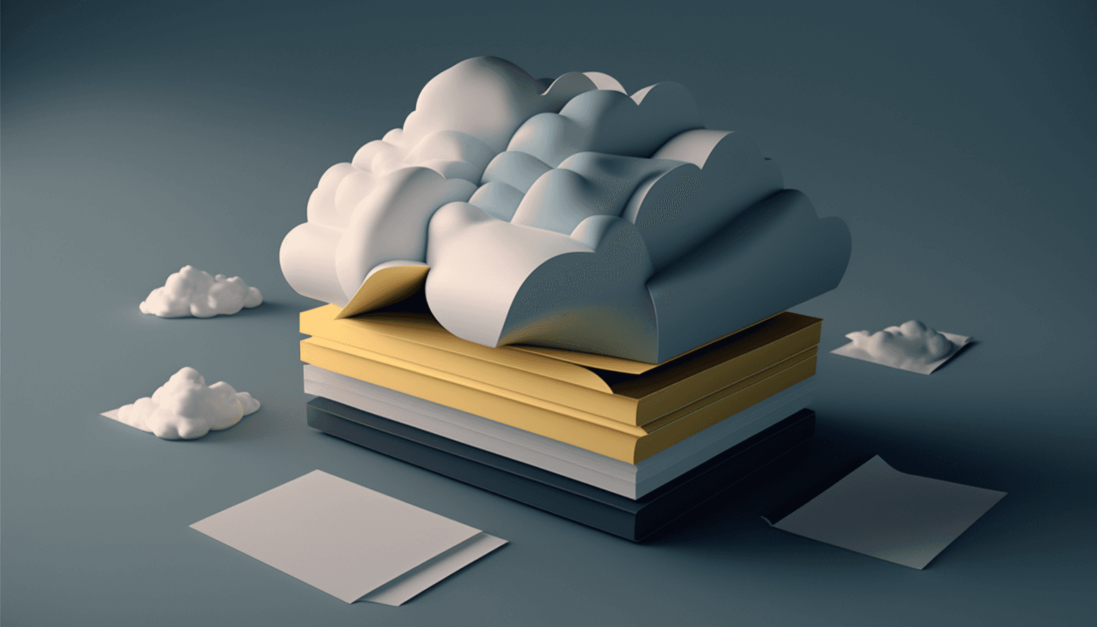 Clouds on top of paper Illustration